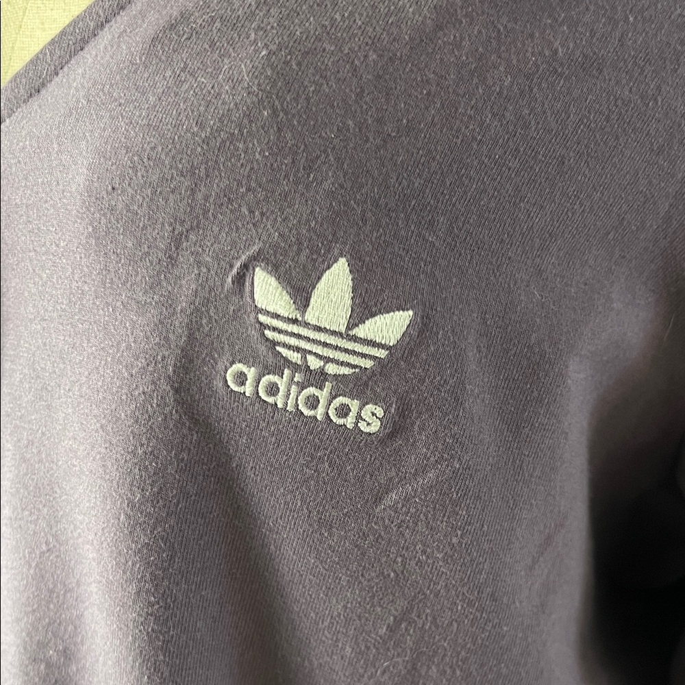 NWT adidas Purple Cropped Snap front Track Top with White Stripes - Picture 2 of 6